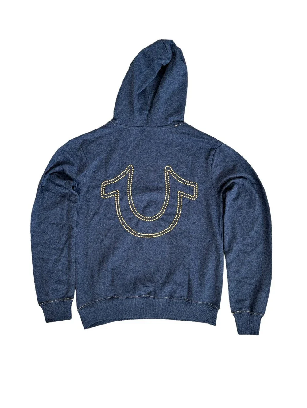 True Religion Hoodie Men's Navy EMB HS Pullover Logo Stitched Size Medium $119